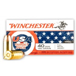 Winchester USA .40 S&W 180gr FMJ Target Pack 50-Round Box