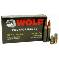 Wolf PolyFormance .300 AAC Blackout 145gr FMJ Ammo 20 Rounds
