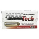 MaxxTech 9mm 124gr FMJ Ammo 50 Rounds