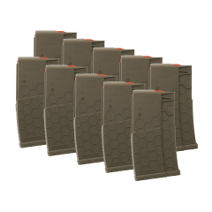 10 Pack of Hexmag Series 2 AR-10 / SR25 .308 / 7.62x51 20-Round Polymer Magazines - FDE