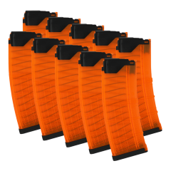 10 Pack of Lancer L5 AR-15 223 / 5.56 30-Round Advanced Warfighter Magazines - Translucent Blaze Orange