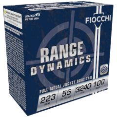 Fiocchi Range Dynamics .223 Remington Ammo 55gr FMJBT 100 Rounds