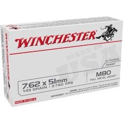 Winchester USA 7.62x51mm NATO Ammo 149gr FMJLC 20 Rounds