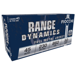 Fiocchi Range Dynamics .45 ACP Ammo 230gr FMJ 50 Rounds