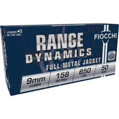 Fiocchi Range Dynamics 9mm Luger Ammo 158gr FMJ 50 Rounds