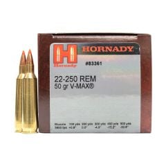 Hornady Varmint Express .22-250 Remington 50gr V-Max Ammo 50 Rounds