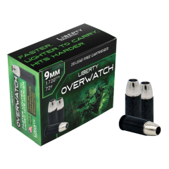 Liberty Ammunition OVERWATCH 9mm Luger Ammo 72gr HP 20 Rounds