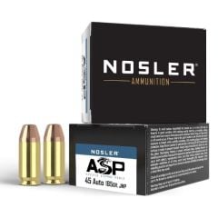 Nosler ASP 45 ACP Ammo 185gr JHP 20 Rounds