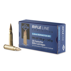 PPU 6.8 SPC 115gr FMJ BT Ammo 20 Rounds