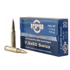 PPU Metric Rifle 7.5x55mm Swiss 174gr FMJBT 20 Rounds