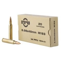 PPU Mil-Spec 5.56x45MM NATO Ammo 55gr FMJBT 20 Rounds