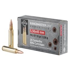 PPU Rangemaster 5.56x45mm NATO Ammo 55gr FMJBT 20 Rounds