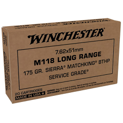 Winchester Service Grade 7.62x51mm NATO Ammo 175gr Sierra MatchKing HPBT 20 Rounds
