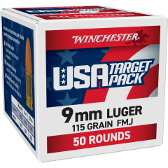 Winchester USA Target Pack 9mm Luger Ammo 115gr FMJ