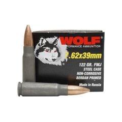 Wolf Performance 7.62x39mm Ammo 122gr FMJ 20 Rounds