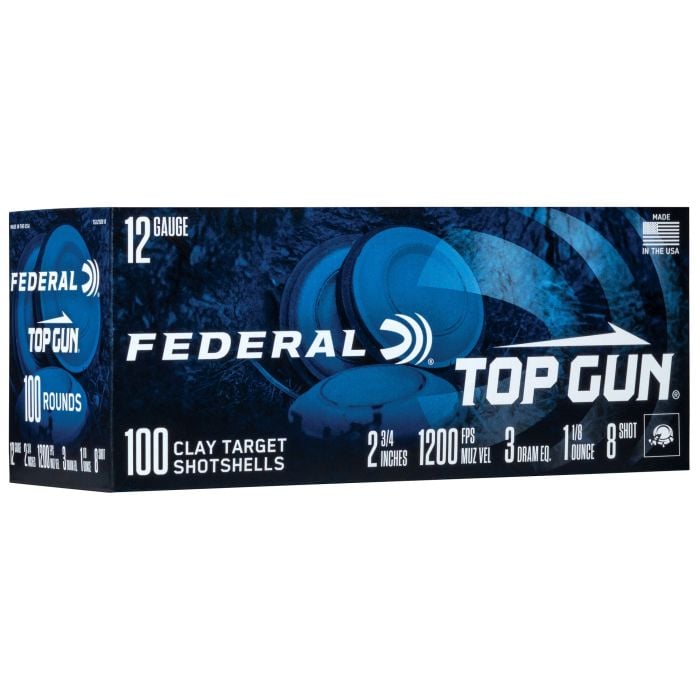 Federal Top Gun 2.75" 12 Gauge Ammo 1 1/8oz #8 Shot 100 Shells - TG121008