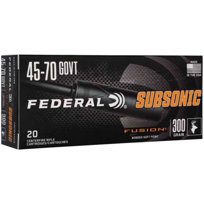Federal Subsonic .45-70 Government Ammo 300gr Fusion SP 20 Rounds - F4570FS1SUB
