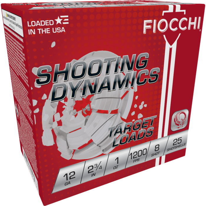 Fiocchi Shooting Dynamics 2.75" 12 Gauge Ammo 1oz #8 Shot 25 Shells - 12SD1H8