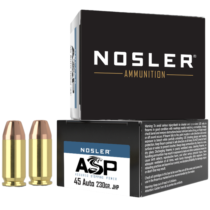 Nosler ASP .45 ACP Ammo 230gr JHP 20 Rounds - 51277