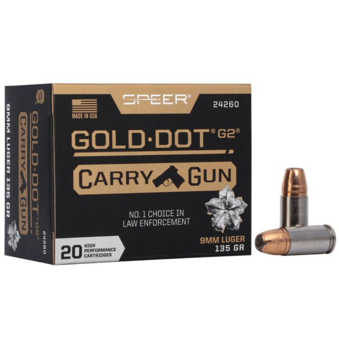 Speer Gold Dot G2 9mm Luger Ammo 135gr HP 20 Rounds - 24260