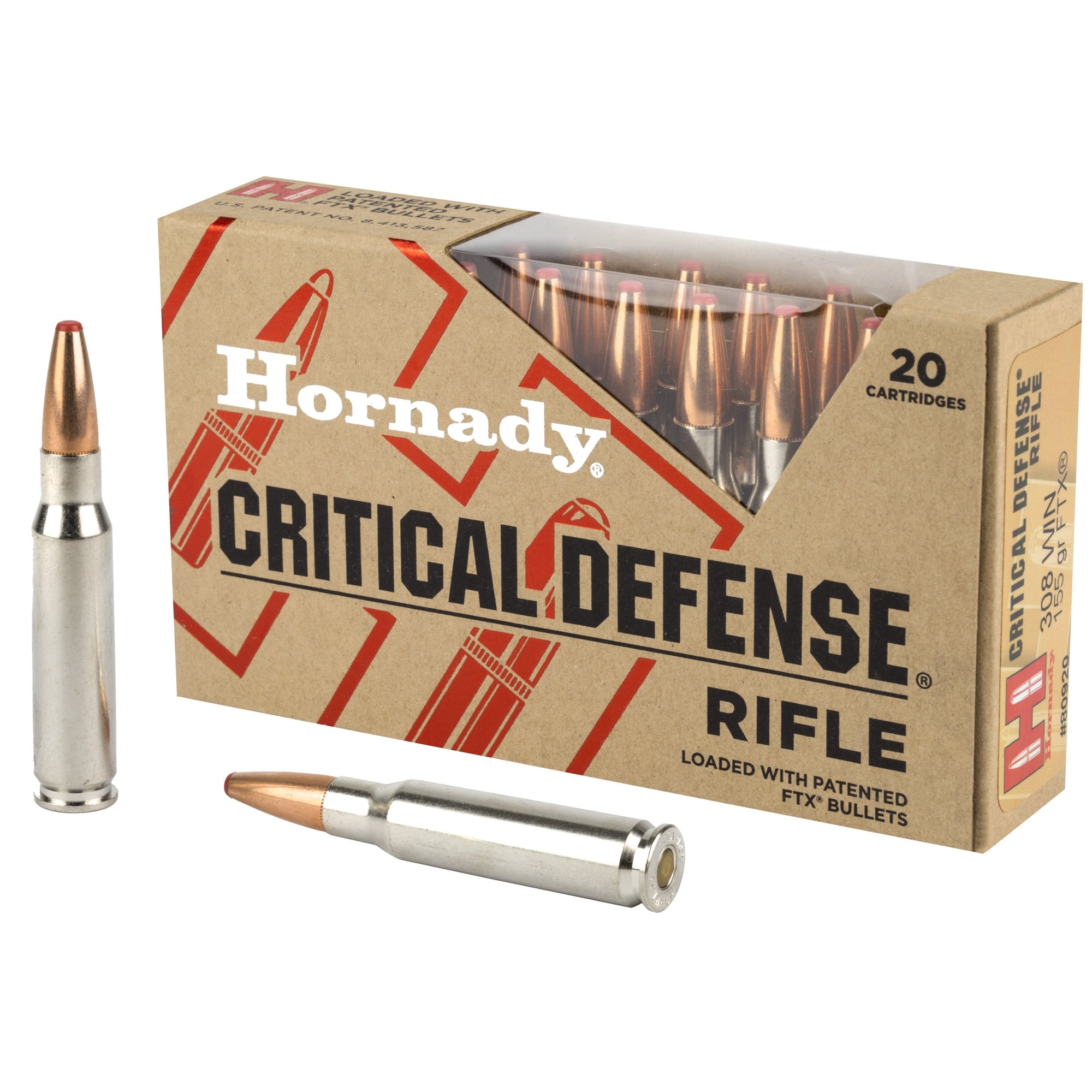 Hornady Critical Defense Rifle .308 Winchester Ammo 155gr FTX 20 Rounds