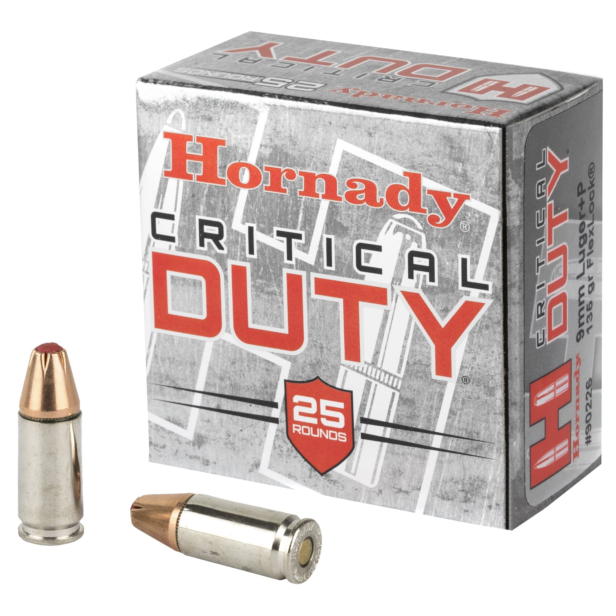Hornady Critical Duty 9mm Luger +P Ammo 135gr FlexLock 25 Rounds