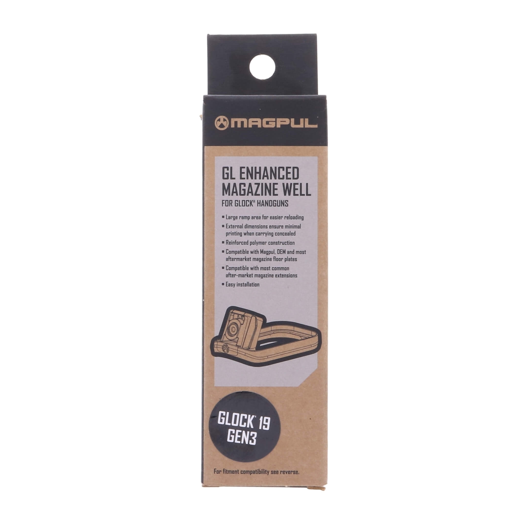 Magpul Fits Glock 19 Gen3 GL Enchanced Magazine Well MAG940-BLK