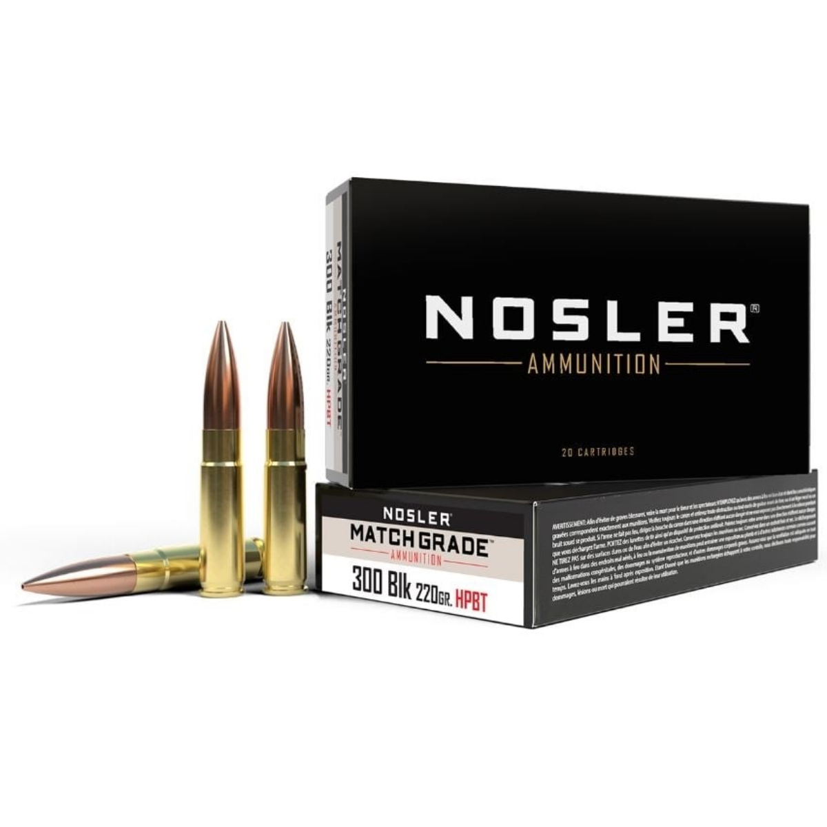 Nosler Match Grade .300 Blackout Subsonic Ammo 220gr HPBT 20 Rounds