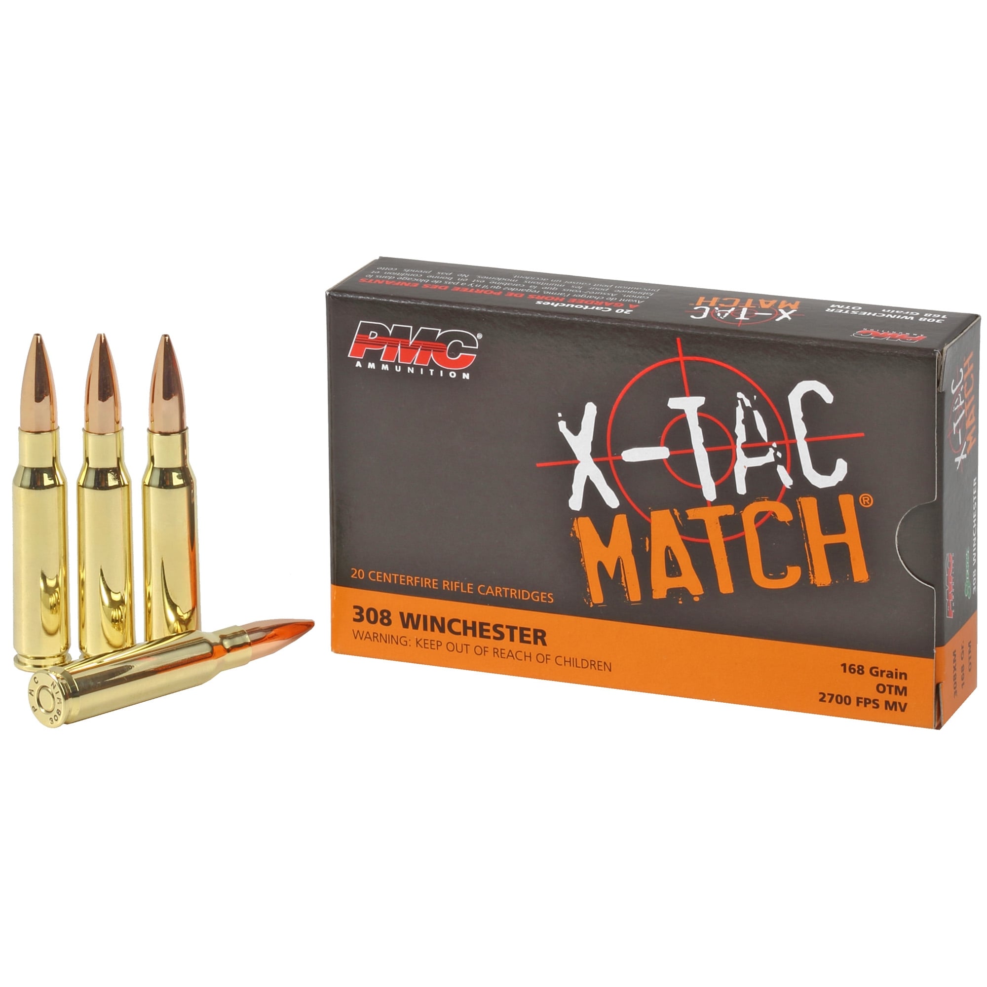 PMC X-Tac Match .308 Winchester Ammo 168gr OTM 20 Rounds