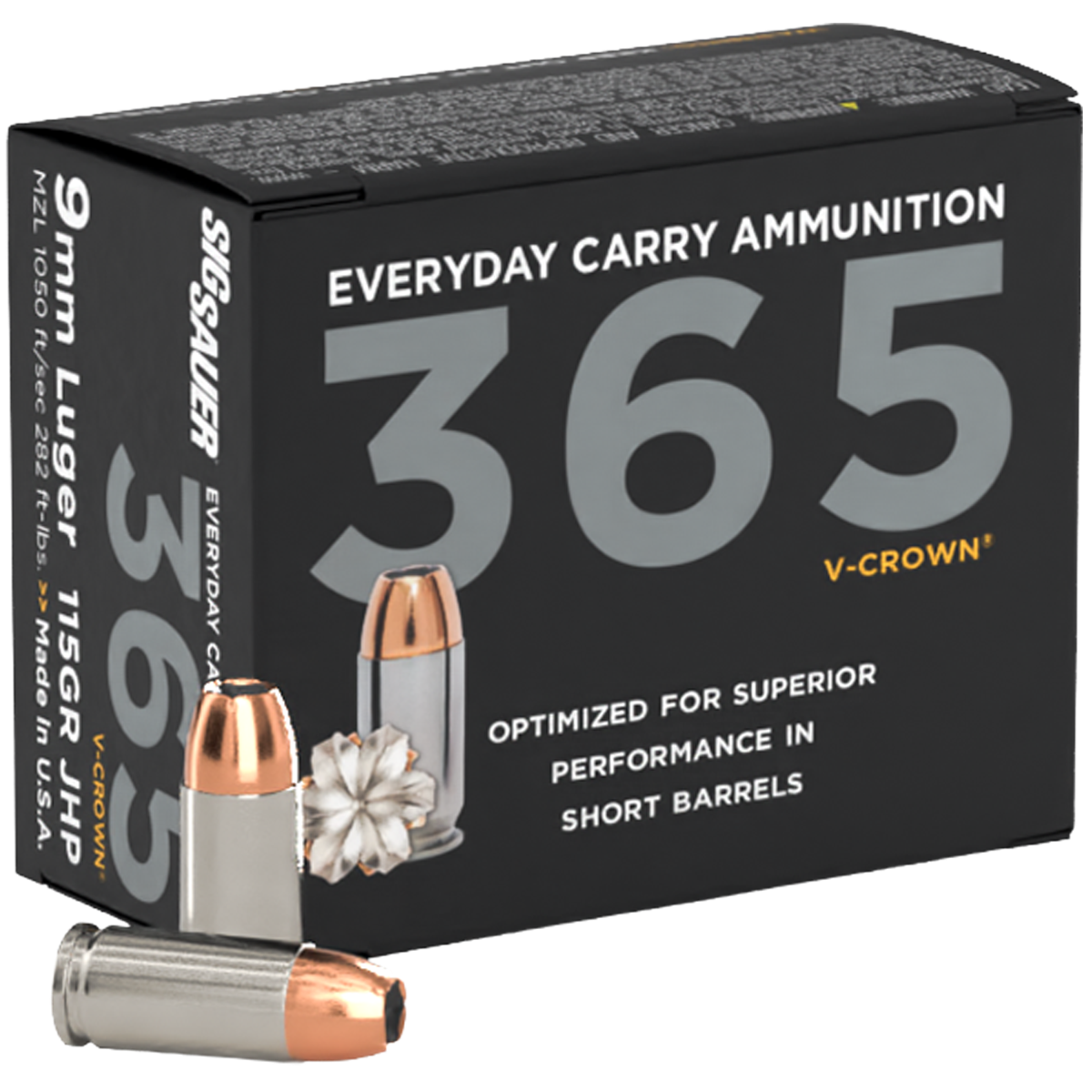 Sig Sauer 365 Elite V-Crown 9mm Luger Ammo 115gr JHP 20 Rounds